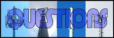 Photo of 4 different communication towers and the word Question printed on top of the image